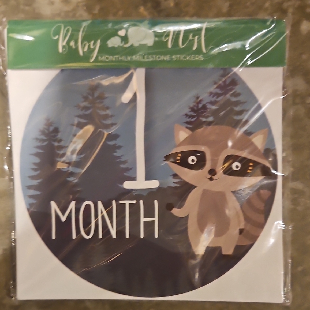 Baby Milestone Stickers with Raccoon Design